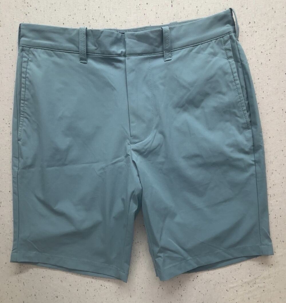 J Crew Mens Tech Shorts 28 Blue 9" Inseam Flat Front Performance Chino Travel
